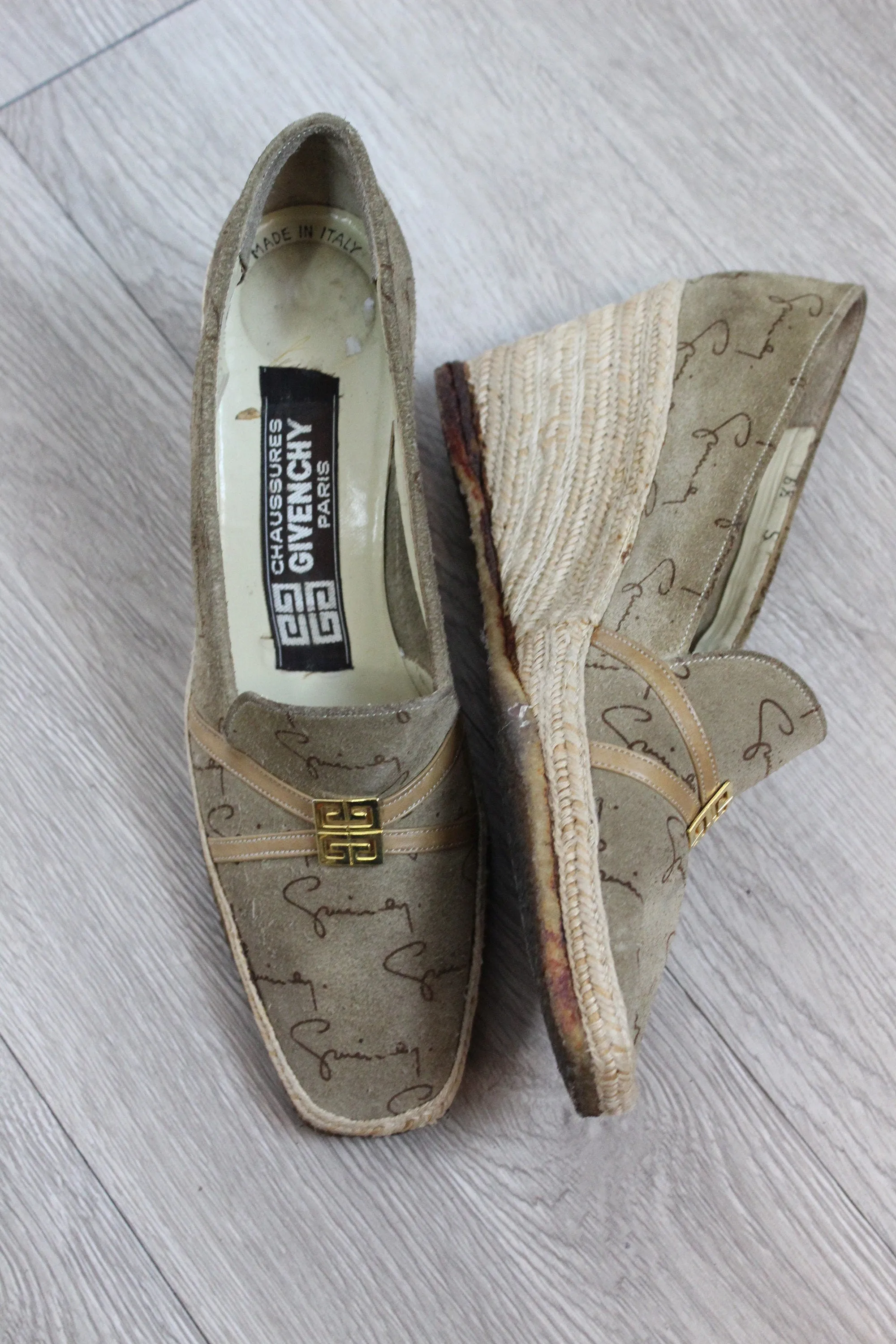 1980s GIVENCHY logo suede wedges shoes size 6.5 us | new fall