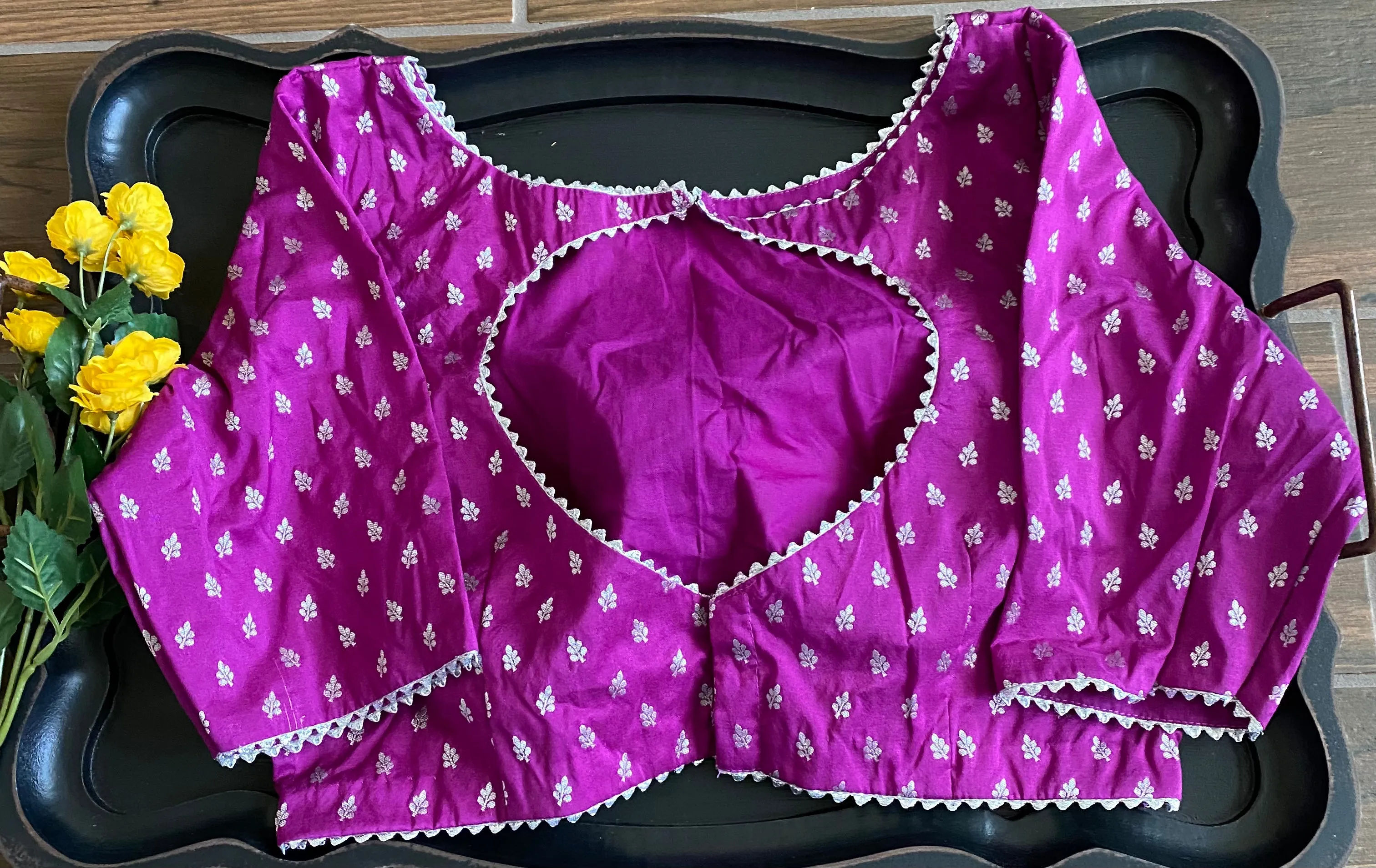 Benaras Silk Brocade Blouse With Silver Gota Detailing