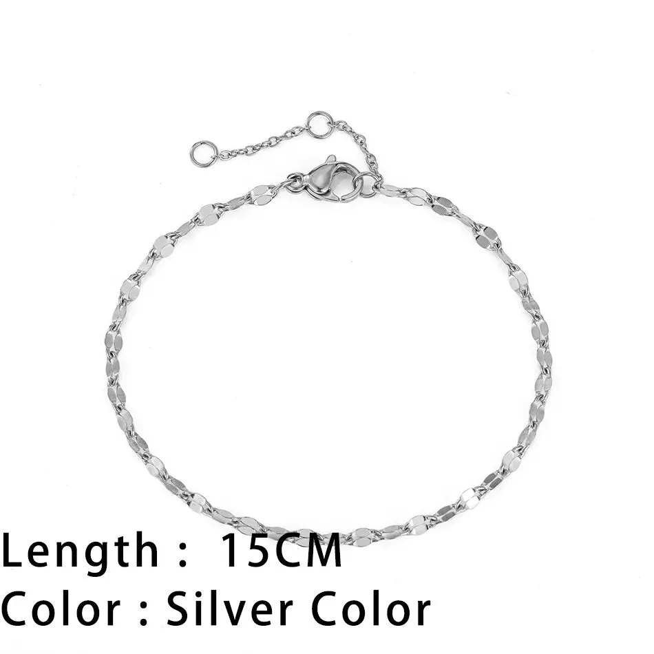 Classic Gold Chain Bracelets for Women Trendy 14K Gold Plated Stainless Steel Herringbone Chain Stackable Figaro Chain Paperclip Link Bracelets