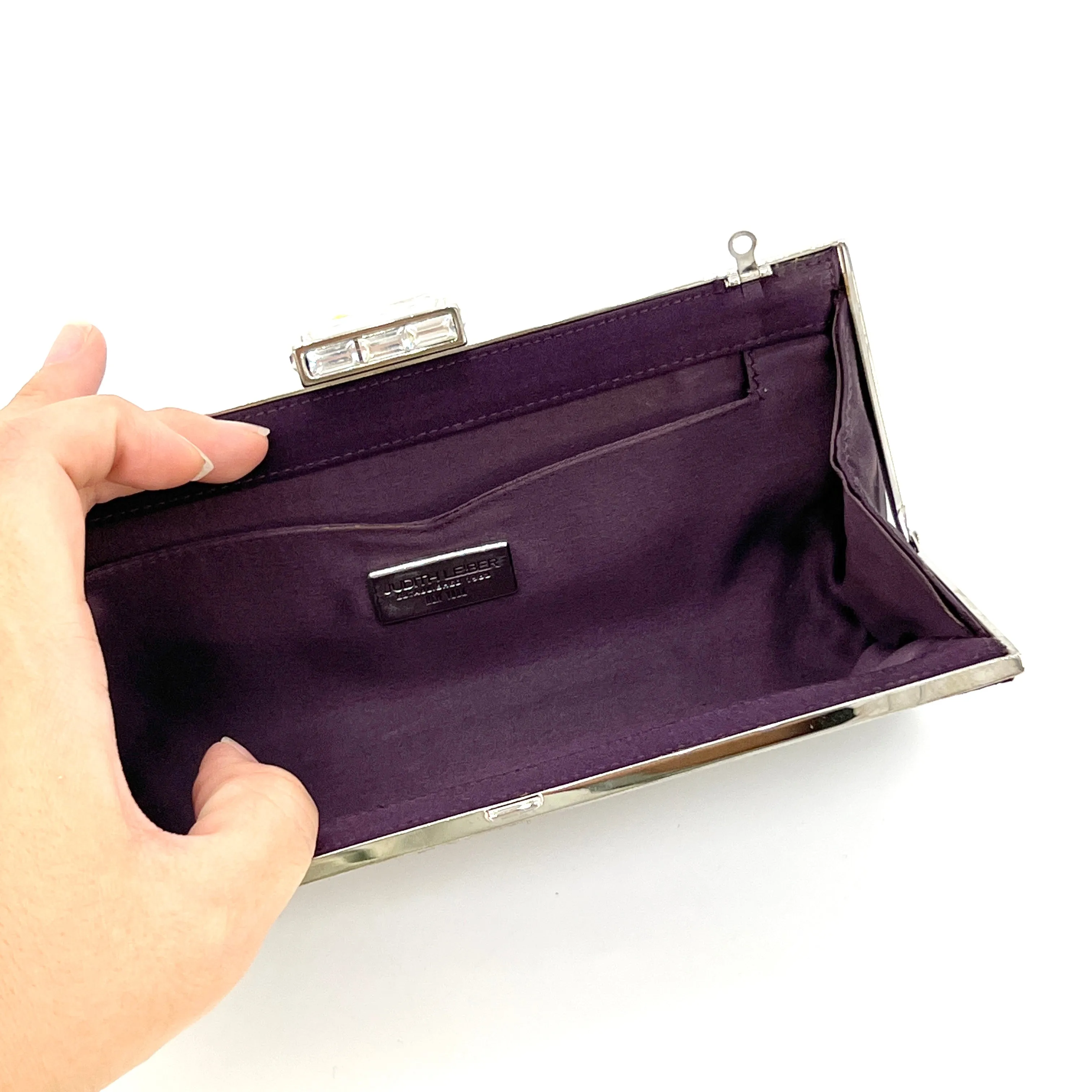 Judith Leiber Black Crystal Square Minaudiere Purple [Guaranteed Authentic]
