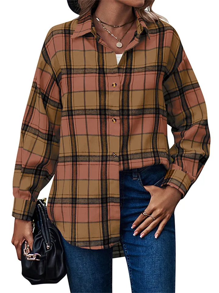 New Autumn Plus Size Extra Loose Plaid Soft Women Blouse